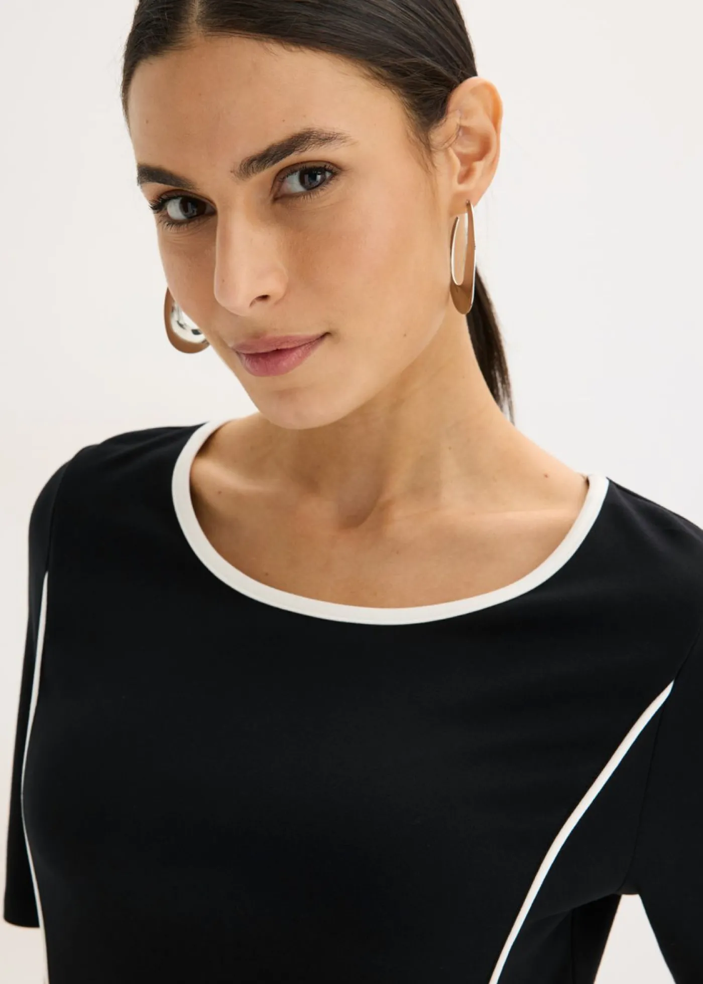 bonprix bonprix Vestido midi de Punto di Roma Negro-blanco lana Sale