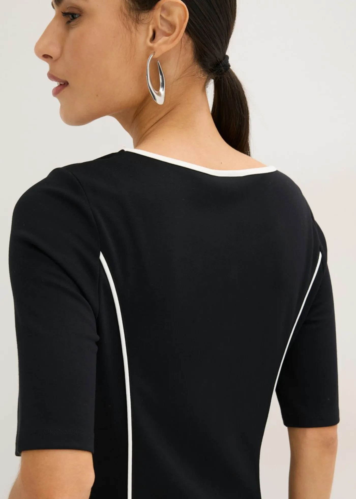 bonprix bonprix Vestido midi de Punto di Roma Negro-blanco lana Sale