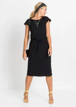 bonprix bonprix Vestido midi de punto en viscosa sostenible Negro Best