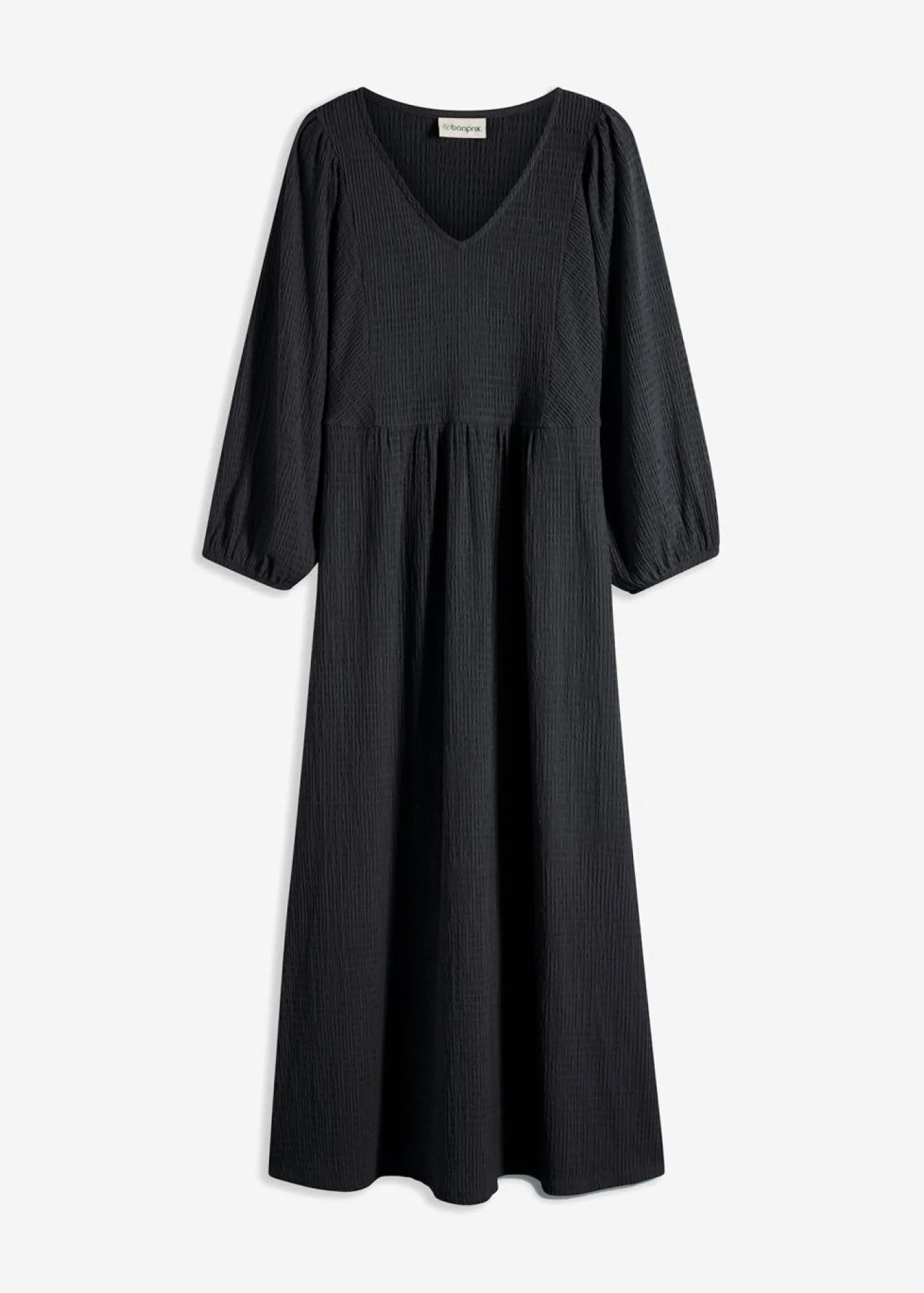 bonprix bonprix Vestido midi de punto estructurado Negro New
