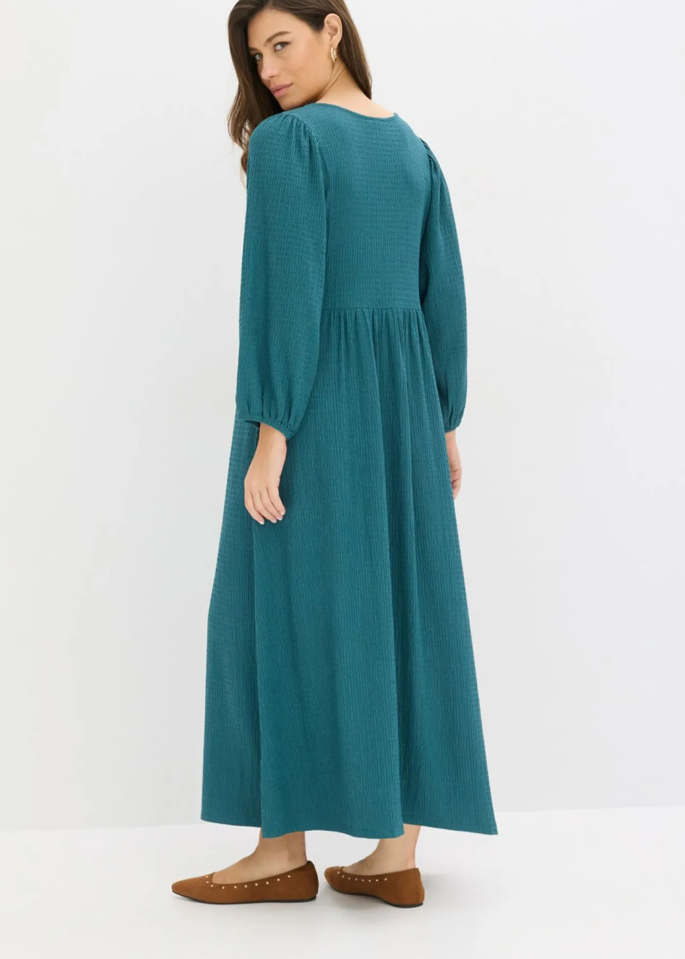 bonprix bonprix Vestido midi de punto estructurado verde pimiento Discount