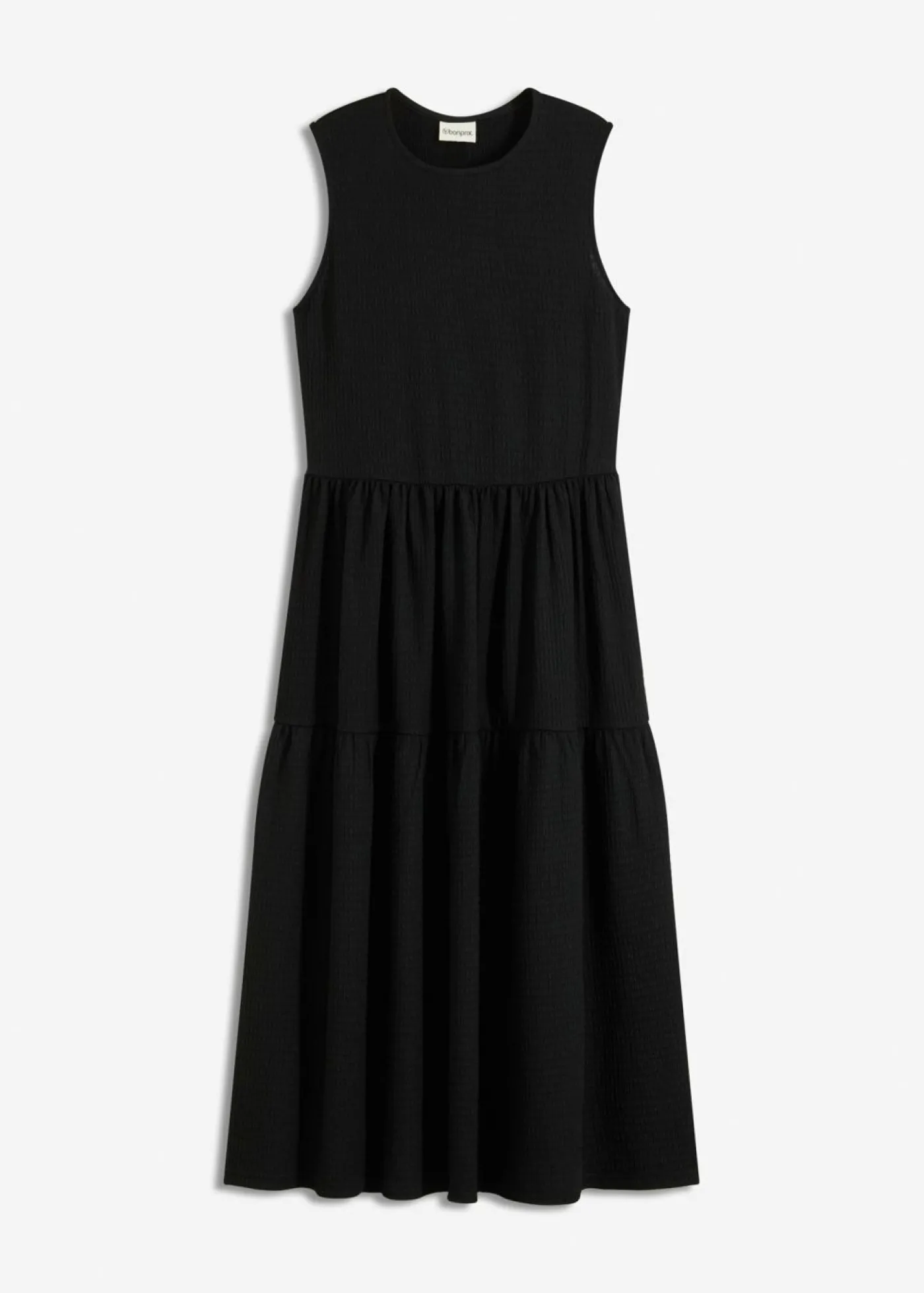bonprix bonprix Vestido midi de punto estructurado con escote en la espalda Negro Hot