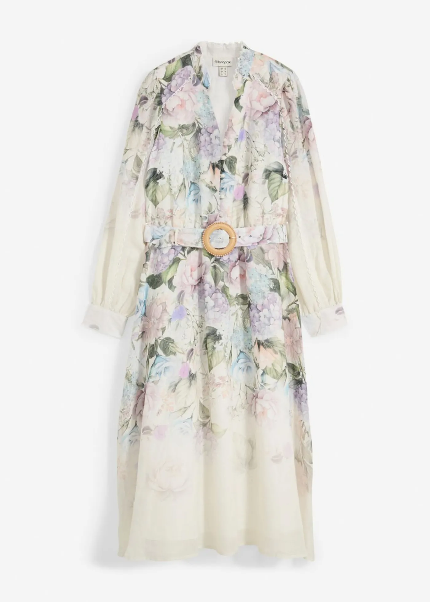 bonprix bonprix Vestido midi de ramio (conjunto de 2 piezas con cinturón) Lila empolvado Sale