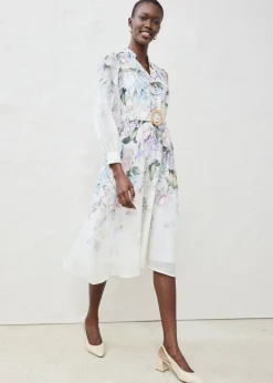 bonprix bonprix Vestido midi de ramio (conjunto de 2 piezas con cinturón) Lila empolvado Sale