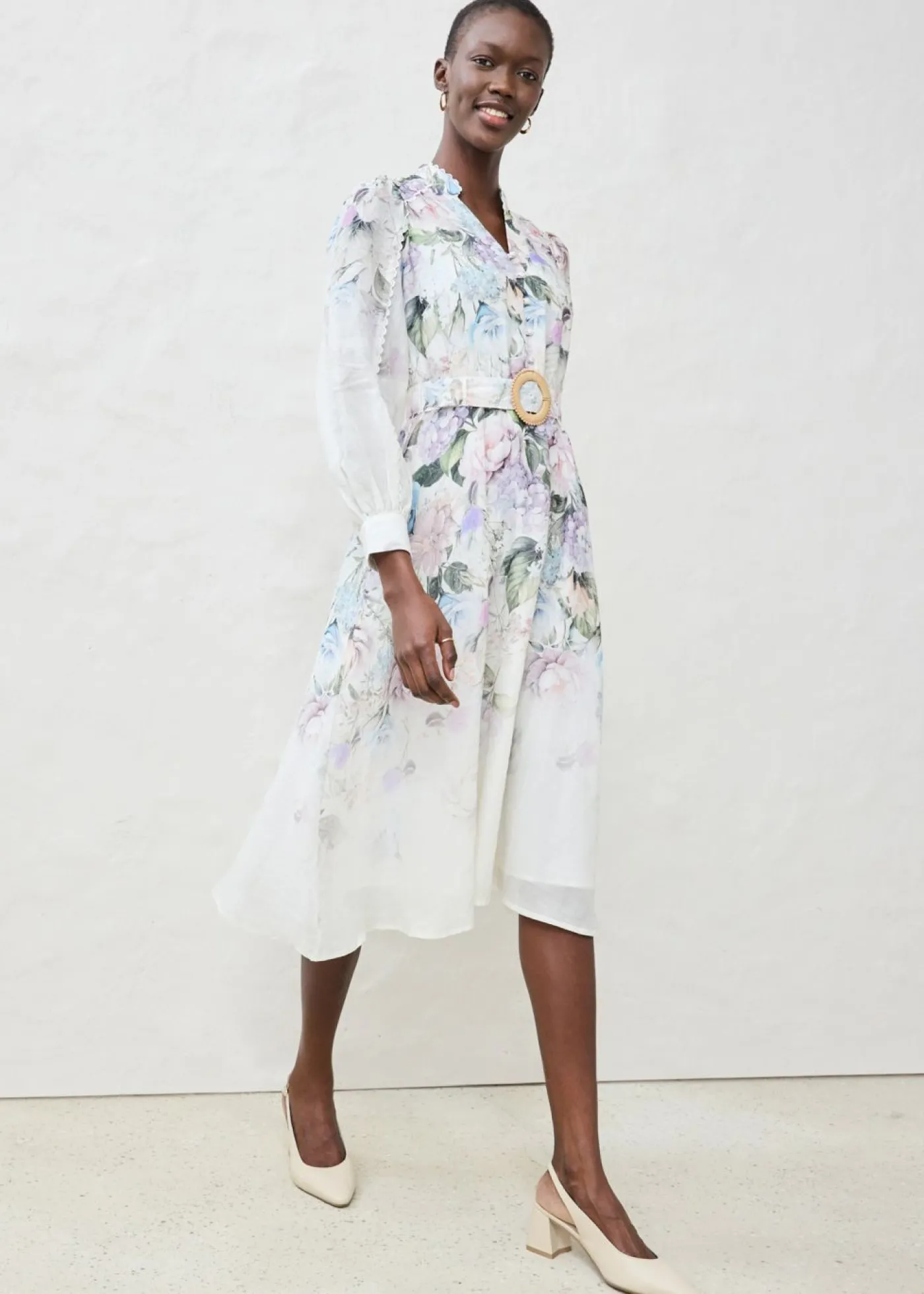 bonprix bonprix Vestido midi de ramio (conjunto de 2 piezas con cinturón) Lila empolvado Sale