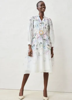 bonprix bonprix Vestido midi de ramio (conjunto de 2 piezas con cinturón) Lila empolvado Sale