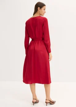 bonprix bonprix Vestido midi de satén brillante rojo cayena