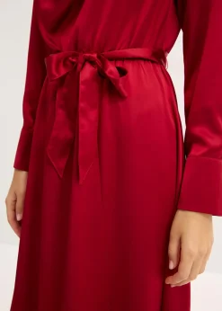 bonprix bonprix Vestido midi de satén brillante rojo cayena