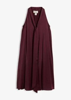 bonprix bonprix Vestido midi de satén de mezcla de viscosa rojo burdeos Discount