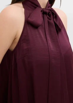bonprix bonprix Vestido midi de satén de mezcla de viscosa rojo burdeos Discount