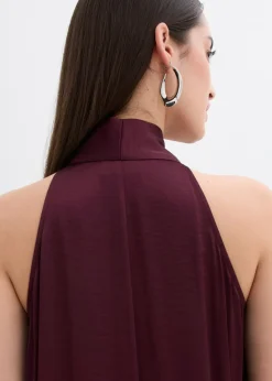 bonprix bonprix Vestido midi de satén de mezcla de viscosa rojo burdeos Discount