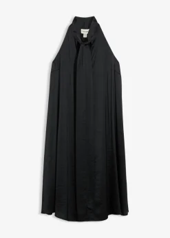 bonprix bonprix Vestido midi de satén de mezcla de viscosa Negro Outlet