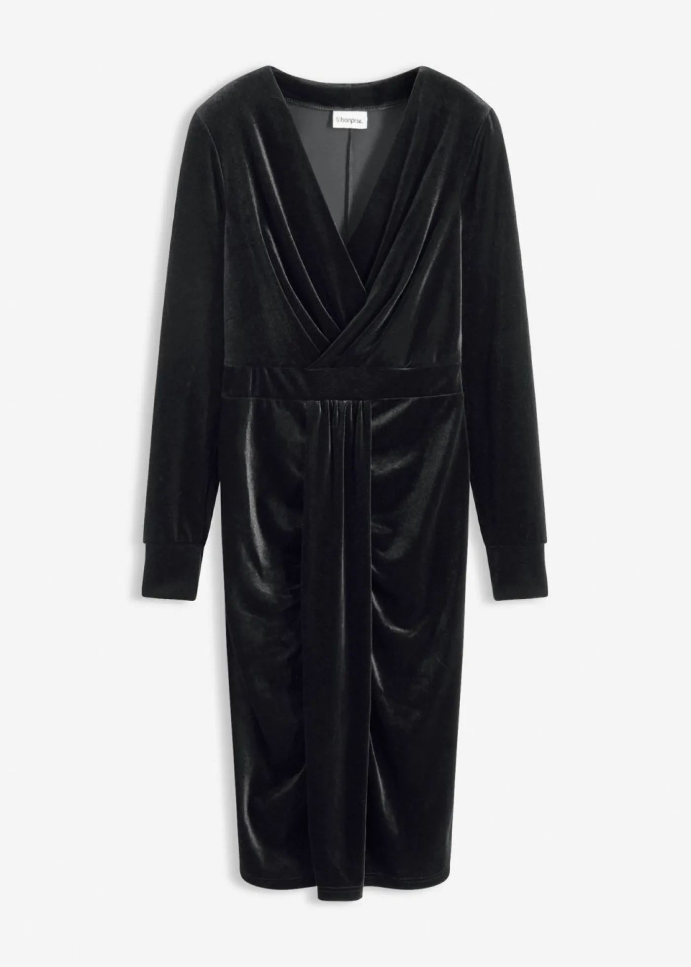 bonprix bonprix Vestido midi de terciopelo fluido Negro Outlet