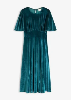 bonprix bonprix Vestido midi de terciopelo suave menta grisáceo Clearance