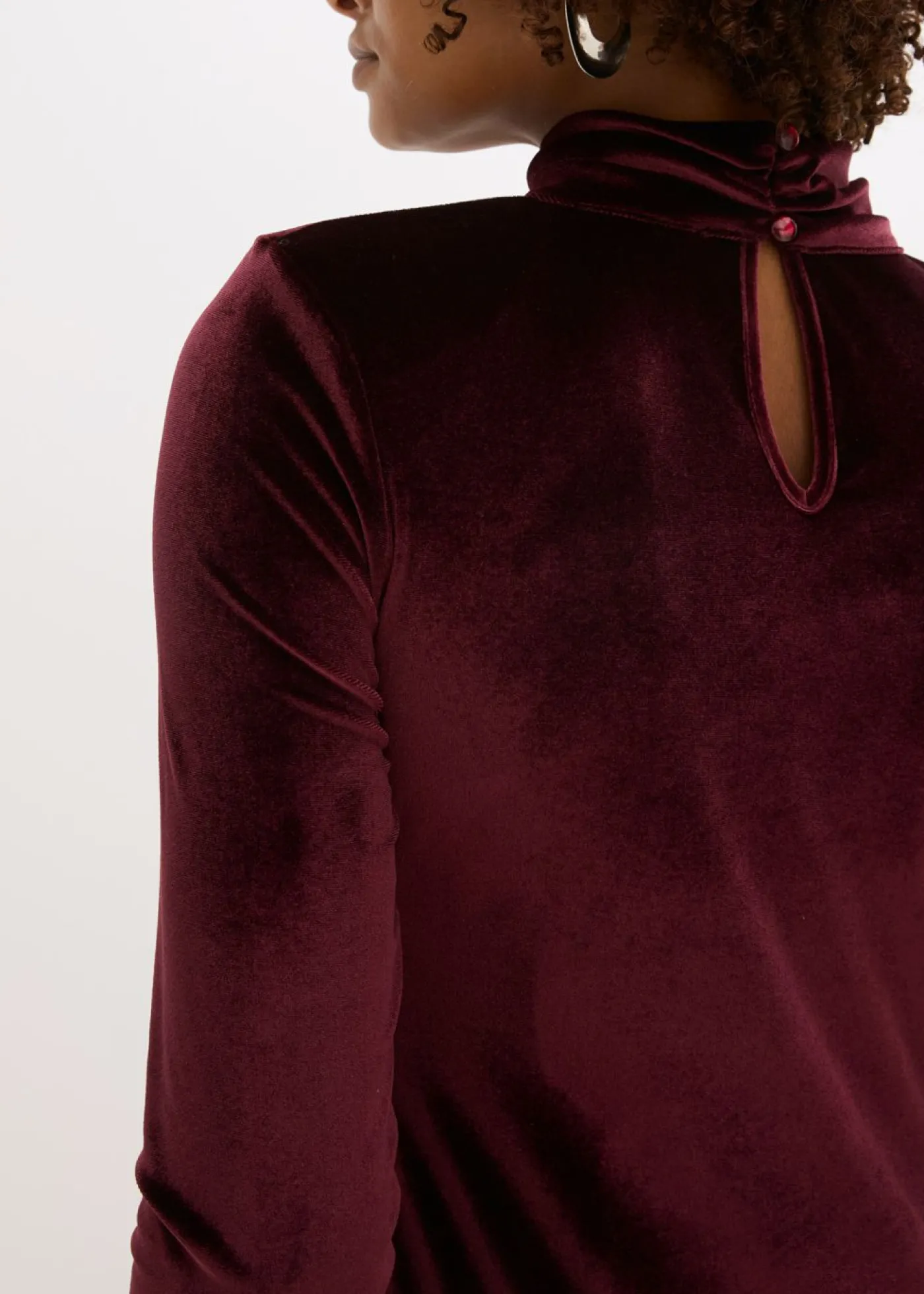 bonprix bonprix Vestido midi de terciopelo suave Burdeos