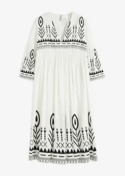 bonprix bonprix Vestido midi de viscosa fluida Blanco Online