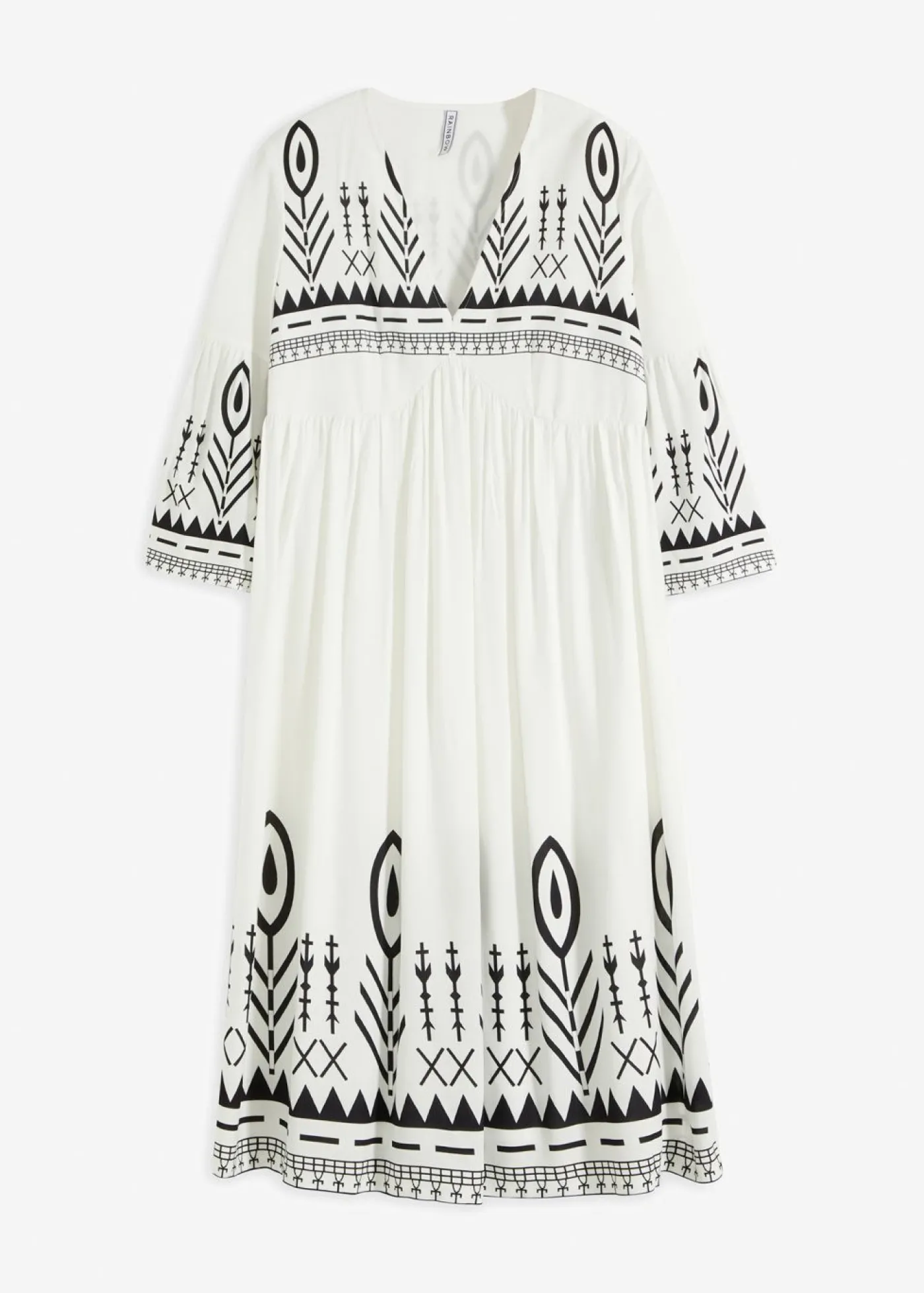 bonprix bonprix Vestido midi de viscosa fluida Blanco Online