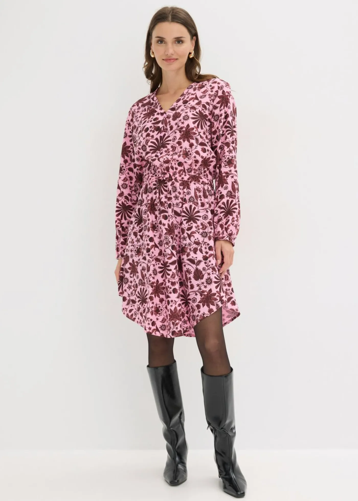 bonprix bonprix Vestido midi de viscosa fluida orquídea ahumado Discount