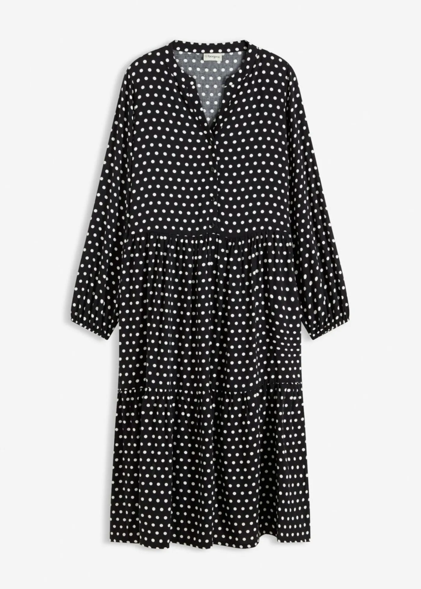 bonprix bonprix Vestido midi de viscosa fluida negro topos