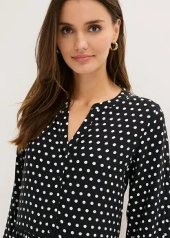 bonprix bonprix Vestido midi de viscosa fluida negro topos