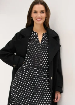 bonprix bonprix Vestido midi de viscosa fluida negro topos