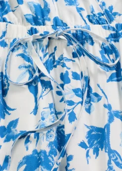 bonprix bonprix Vestido midi de viscosa fluida blanco-azul glaciar Discount