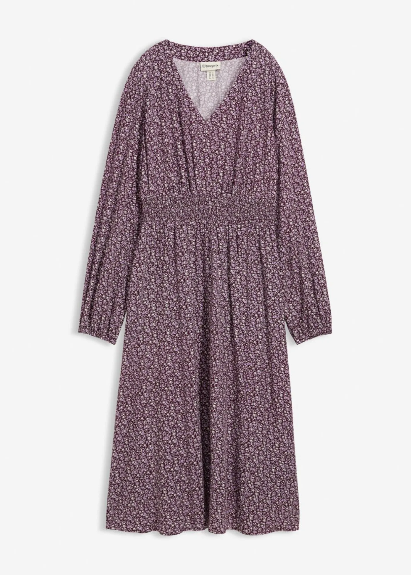 bonprix bonprix Vestido midi de viscosa fluida rojo burdeos-blanco lana-gris plata-musgo mate
