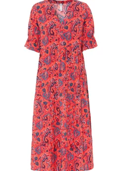 bonprix bonprix Vestido midi de viscosa pura Rojo Discount