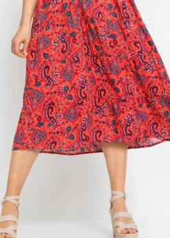 bonprix bonprix Vestido midi de viscosa pura Rojo Discount