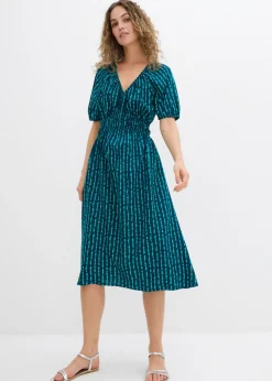 bonprix bonprix Vestido midi de viscosa suave azul marino-turquesa mate New