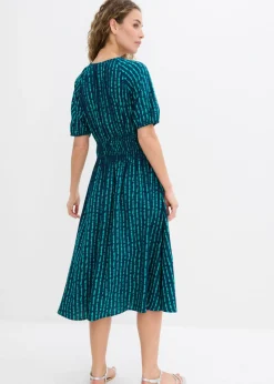 bonprix bonprix Vestido midi de viscosa suave azul marino-turquesa mate New