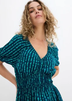 bonprix bonprix Vestido midi de viscosa suave azul marino-turquesa mate New