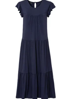 bonprix bonprix Vestido midi de viscosa sostenible Azul marino Sale