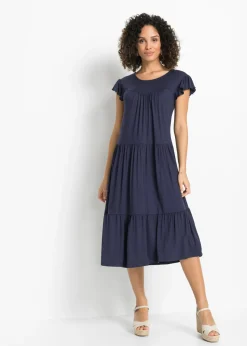 bonprix bonprix Vestido midi de viscosa sostenible Azul marino Sale