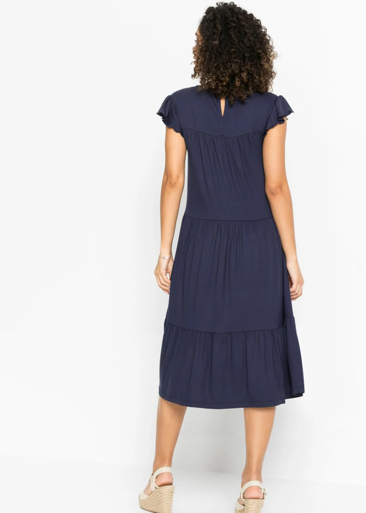 bonprix bonprix Vestido midi de viscosa sostenible Azul marino Sale