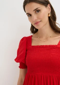 bonprix bonprix Vestido midi estampado fresa Discount