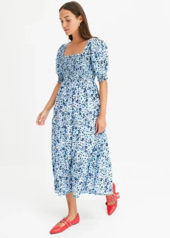 bonprix bonprix Vestido midi estampado azul pálido con flores Hot