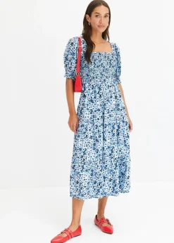 bonprix bonprix Vestido midi estampado azul pálido con flores Hot
