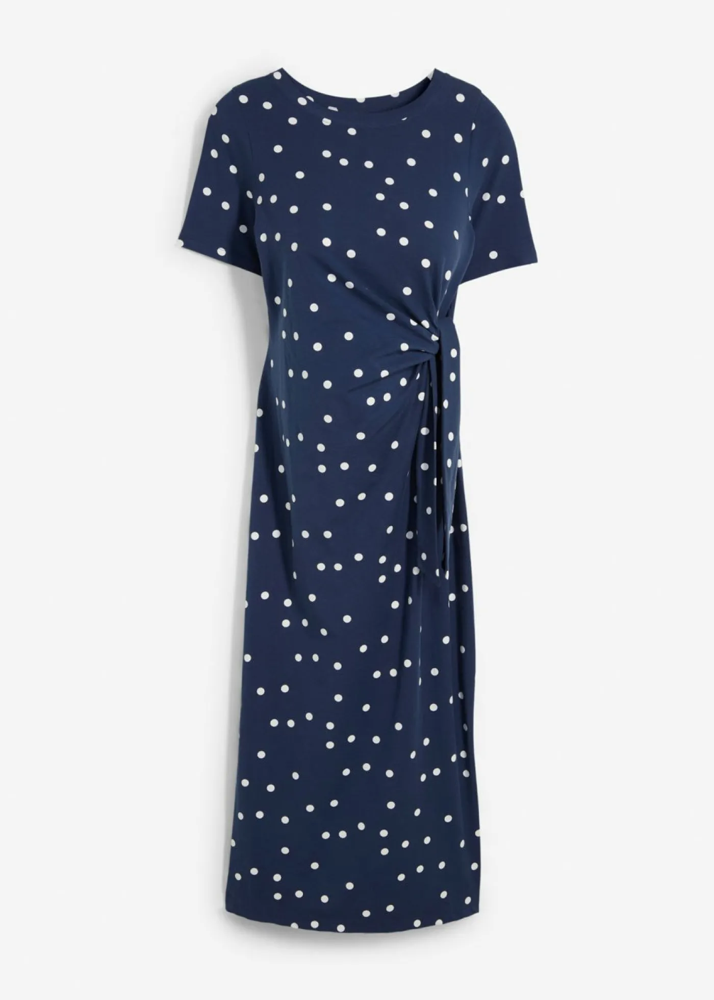 bonprix bonprix Vestido midi premamá de punto de algodón orgánico azul marino-blanco lana topos Outlet