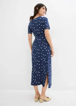 bonprix bonprix Vestido midi premamá de punto de algodón orgánico azul marino-blanco lana topos Outlet