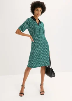 bonprix bonprix Vestido midi tipo polo verde bosque-negro New