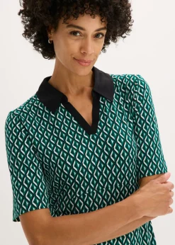 bonprix bonprix Vestido midi tipo polo verde bosque-negro New