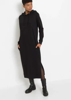 bonprix bonprix Vestido midi tipo sudadera Negro Discount