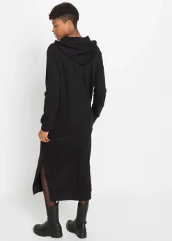 bonprix bonprix Vestido midi tipo sudadera Negro Discount
