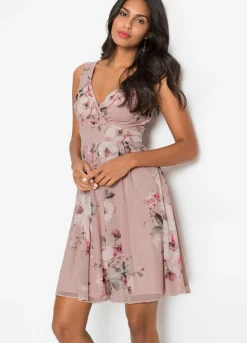 bonprix bonprix Vestido mini con escote pronunciado Rosa de flores Online