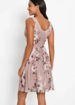bonprix bonprix Vestido mini con escote pronunciado Rosa de flores Online