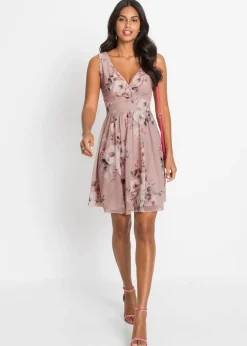 bonprix bonprix Vestido mini con escote pronunciado Rosa de flores Online