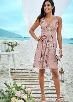 bonprix bonprix Vestido mini con escote pronunciado Rosa de flores Online