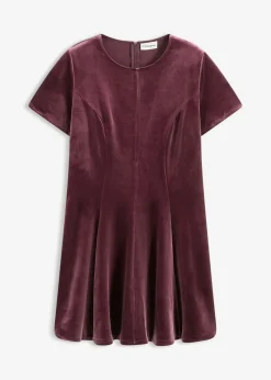 bonprix bonprix Vestido mini de terciopelo suave rojo burdeos Online