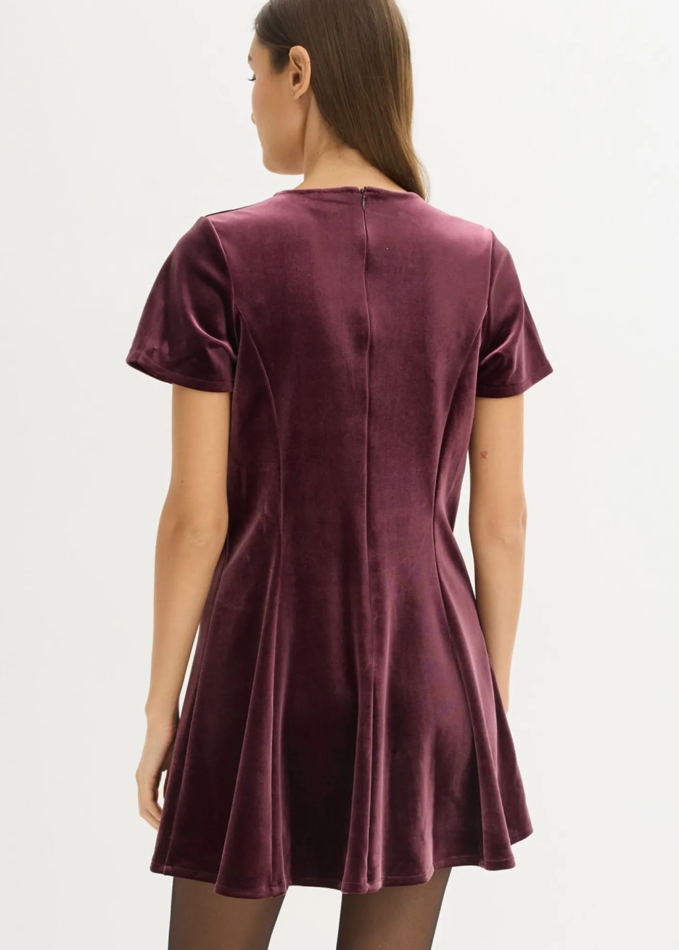 bonprix bonprix Vestido mini de terciopelo suave rojo burdeos Online